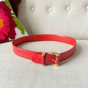 Vintage Bright Red Snakeskin Gold Leather Belt Size Medium